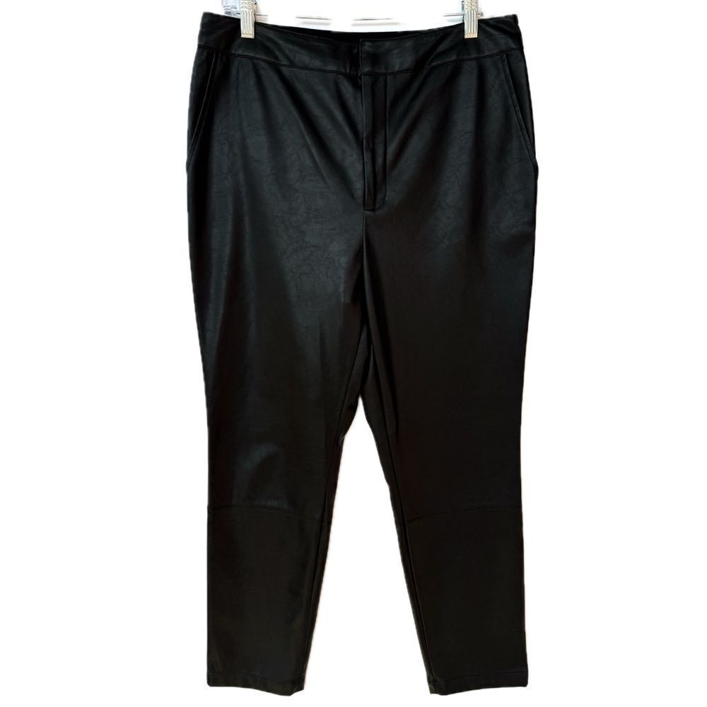 Express X Negin Mirsalehi Black Faux Leather Straight Leg Pants Size 12